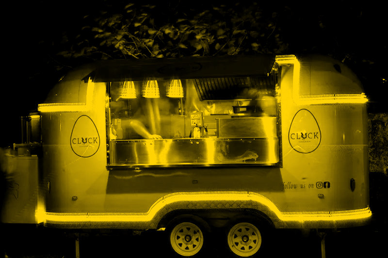 The original yellow Cluck food truck in Walkinstown